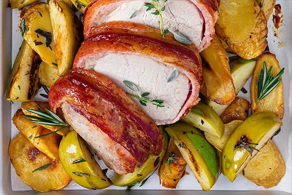 Sheet Pan Bacon-Wrapped Pork Loin